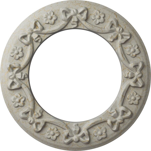 Ekena Millwork Ribbon with Bow Medallion (Canopies up to 7 1/2"), 12 1/4"OD x 7 1/2"ID x 7/8"P, Pot of Cream CM12RIPCC - main